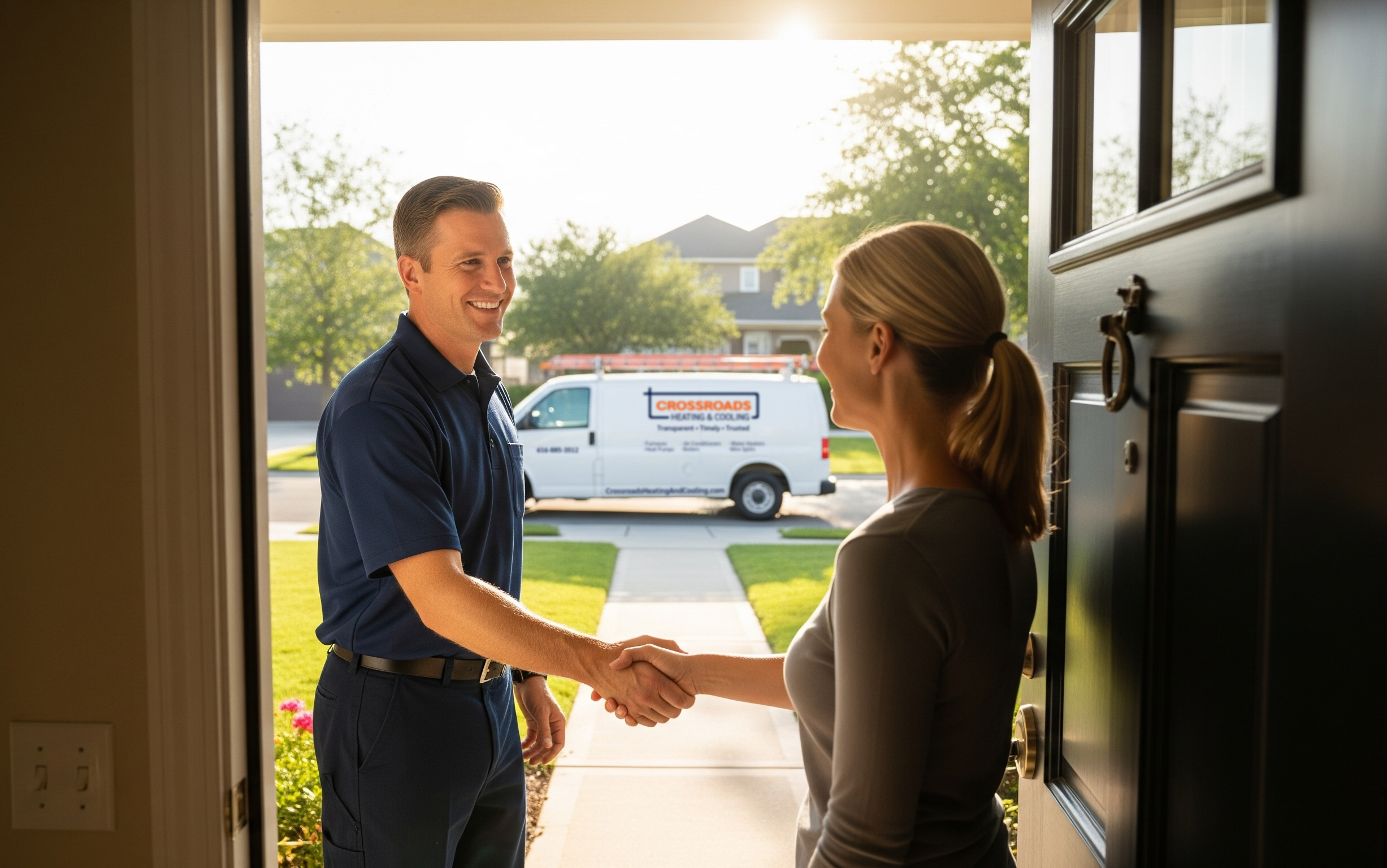 Technician servicing a boiler in a Grand Rapids home
