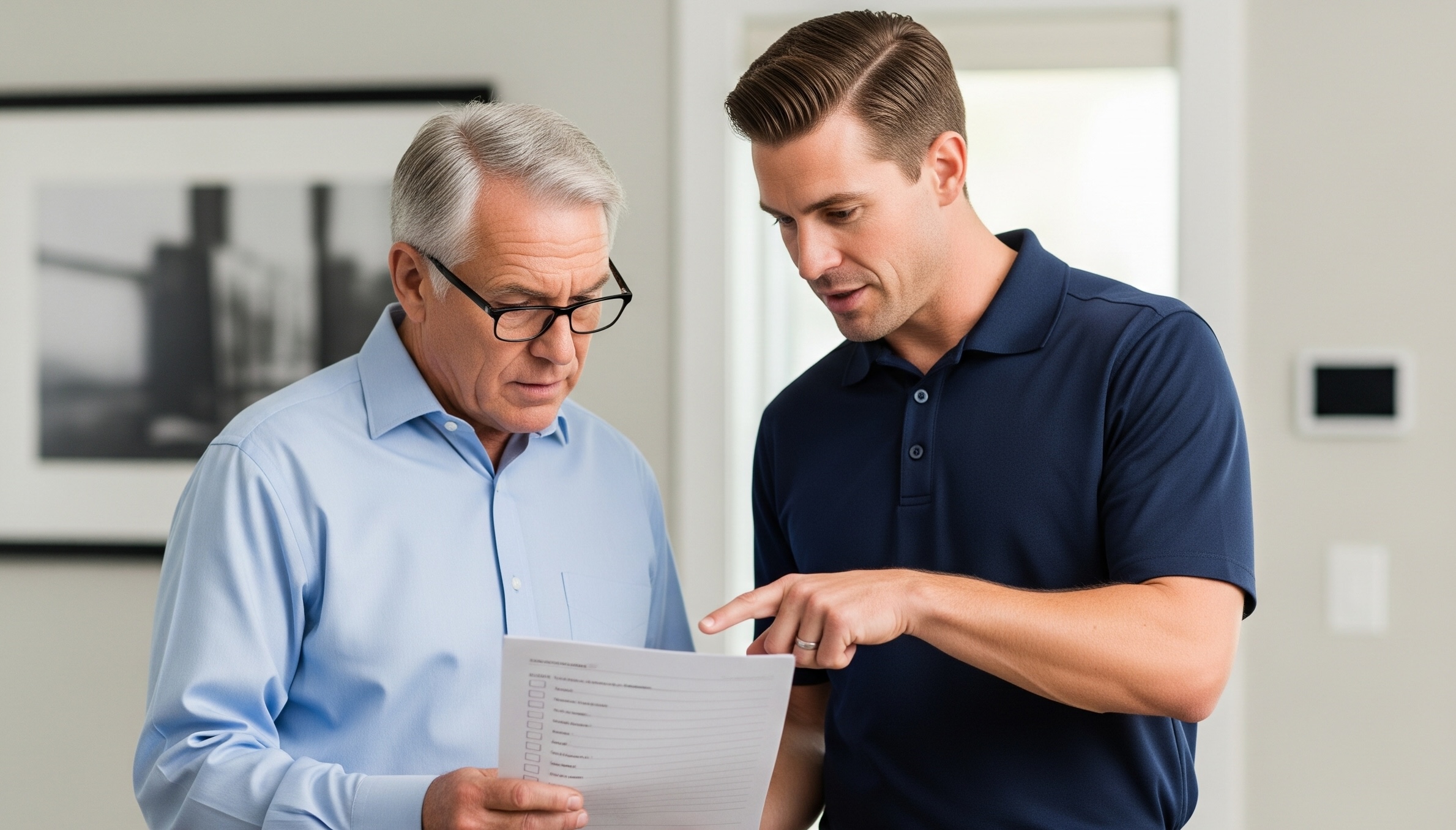 Technician discussing boiler options with a homeowner